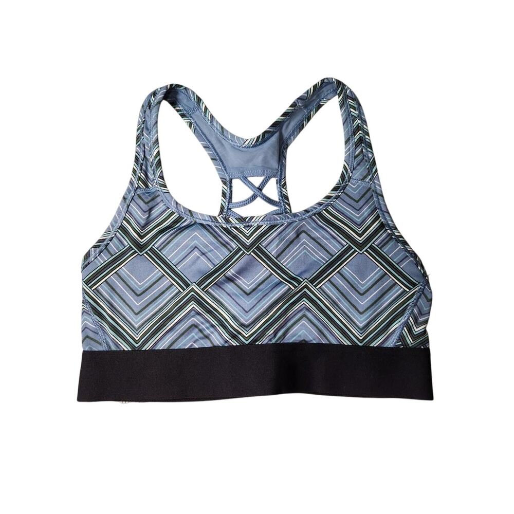 Victoria’s Secret Blue and Black Geometric Lightweight Sports Bra Small - NWT
